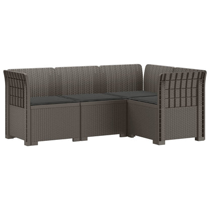 4-Zits Tuin Sofa met Kussens Rattan Look PP Lichtgrijs