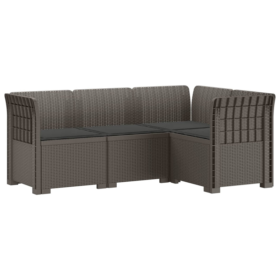 4-Zits Tuin Sofa met Kussens Rattan Look PP Lichtgrijs
