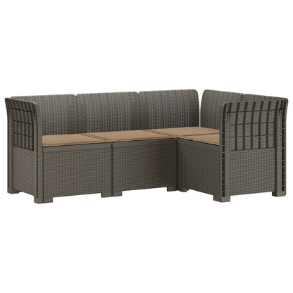 4-Zits Tuin Sofa met Kussens Rattan Look PP Lichtgrijs