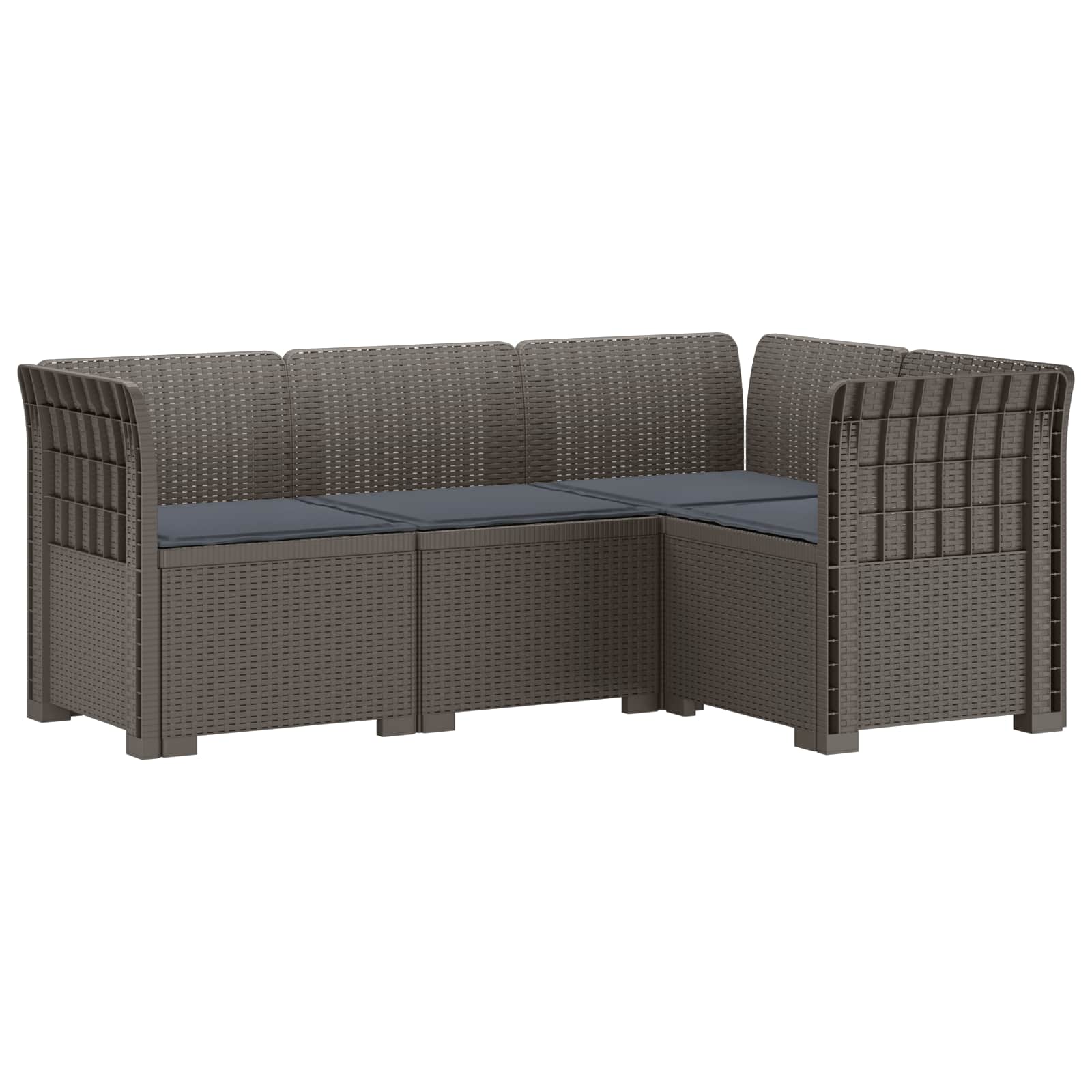 4-Zits Tuin Sofa met Kussens Rattan Look PP Lichtgrijs
