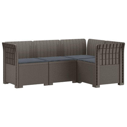 4-Zits Tuin Sofa met Kussens Rattan Look PP Lichtgrijs