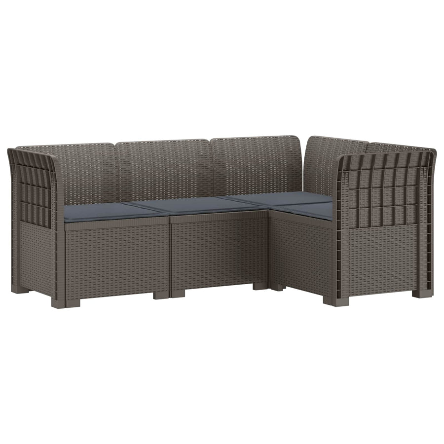 4-Zits Tuin Sofa met Kussens Rattan Look PP Lichtgrijs