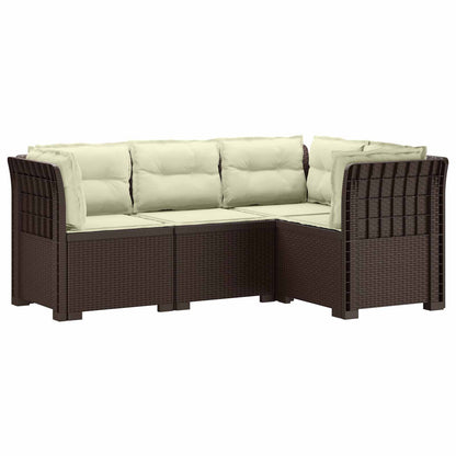 4-Zits Tuin Sofa met Kussens Rattan Look PP Bruin