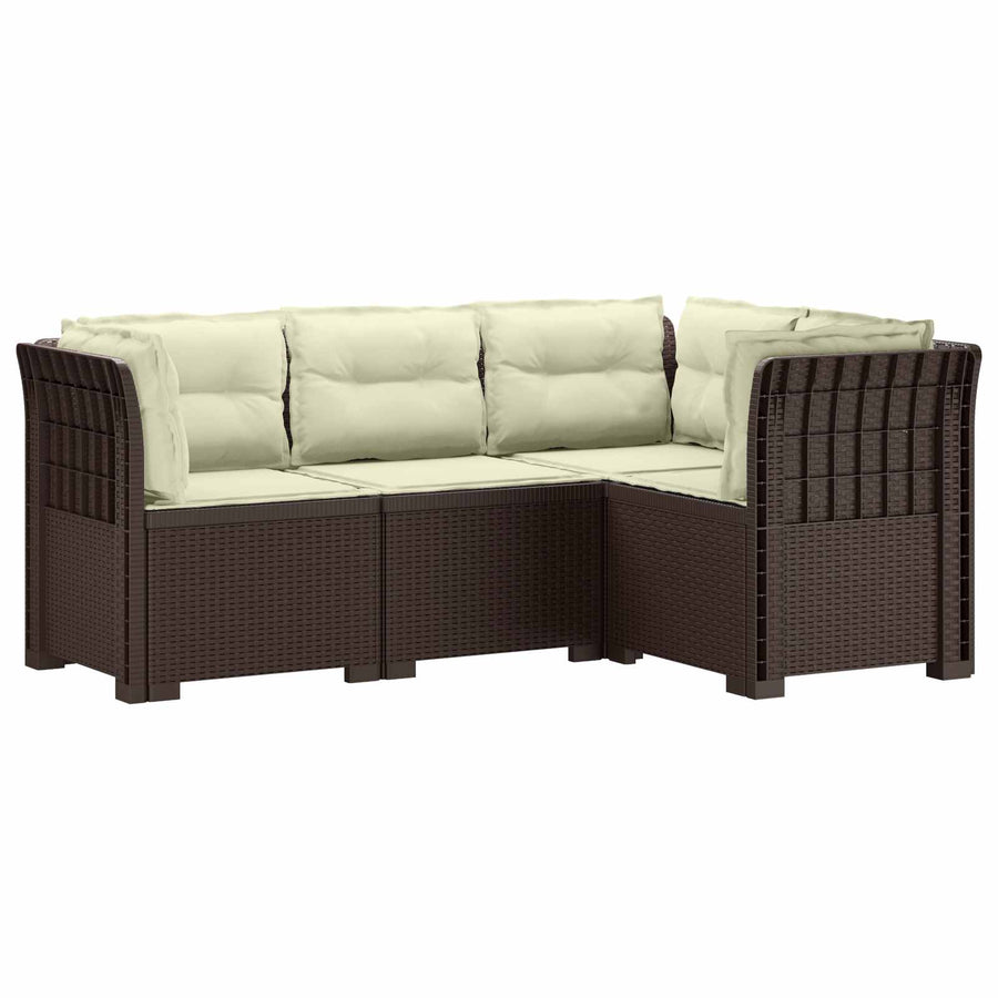 4-Zits Tuin Sofa met Kussens Rattan Look PP Bruin