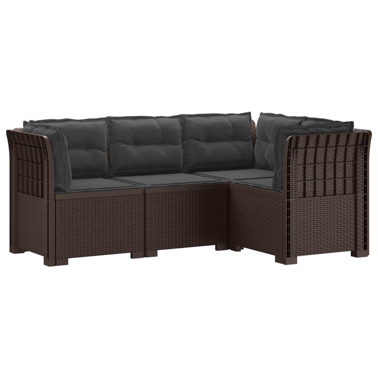 4-Zits Tuin Sofa met Kussens Rattan Look PP Bruin