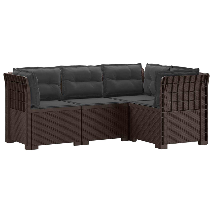 4-Zits Tuin Sofa met Kussens Rattan Look PP Bruin