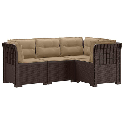 4-Zits Tuin Sofa met Kussens Rattan Look PP Bruin