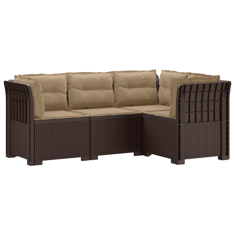 4-Zits Tuin Sofa met Kussens Rattan Look PP Bruin