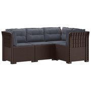 Modulaire tuinbank 4 personen rattan look PP bruin
