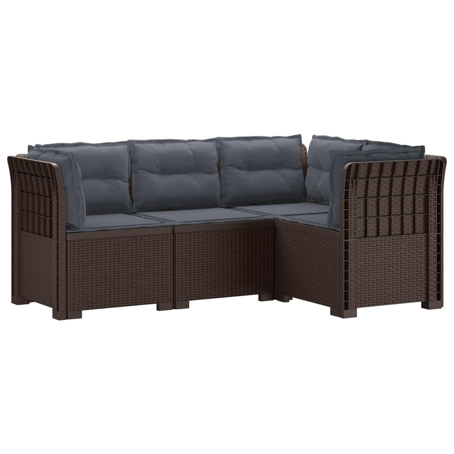 4-Zits Tuin Sofa met Kussens Rattan Look PP Bruin