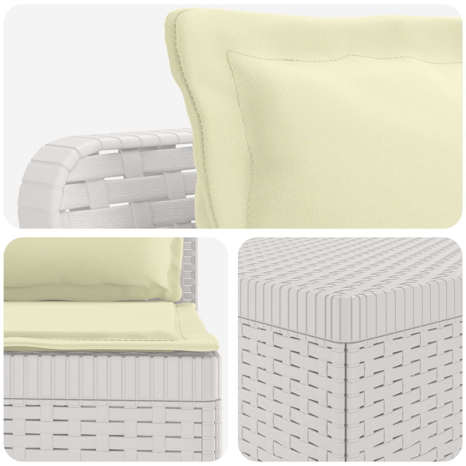 4-Zits Tuin Sofa met Kussens Rattan Look PP Wit