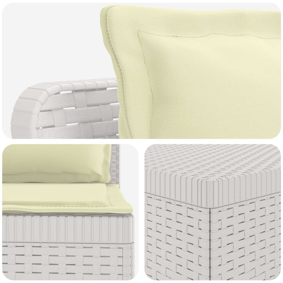 4-Zits Tuin Sofa met Kussens Rattan Look PP Wit