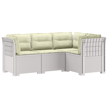 4-Zits Tuin Sofa met Kussens Rattan Look PP Wit