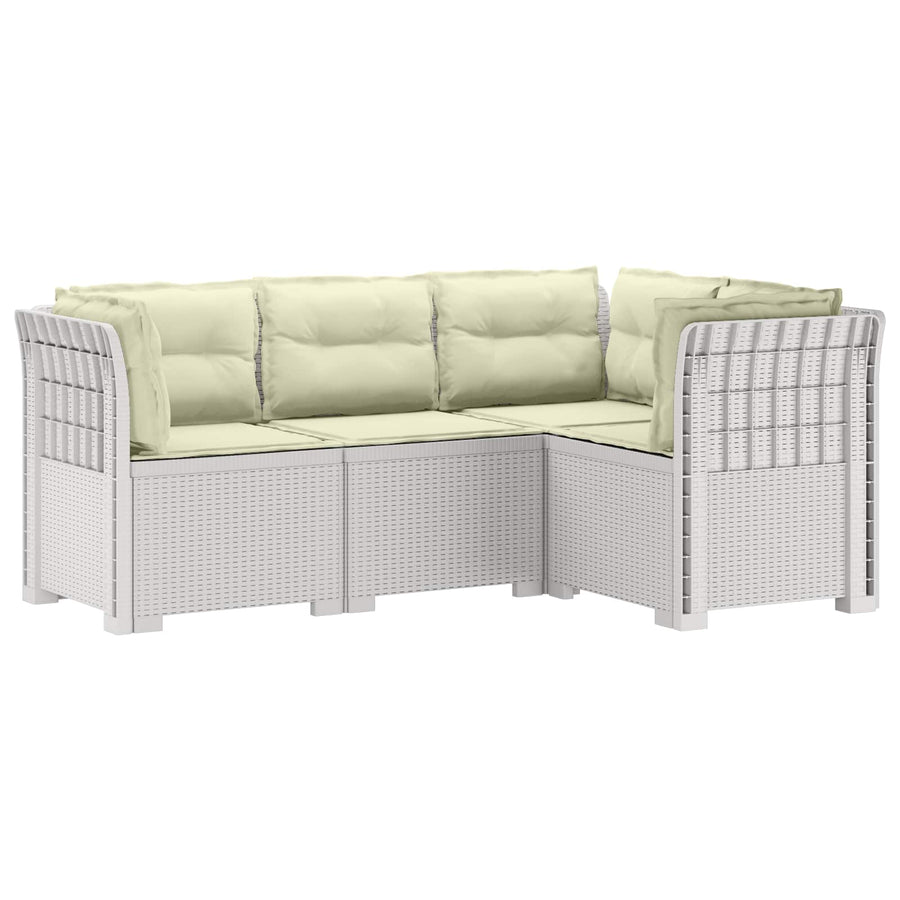 4-Zits Tuin Sofa met Kussens Rattan Look PP Wit