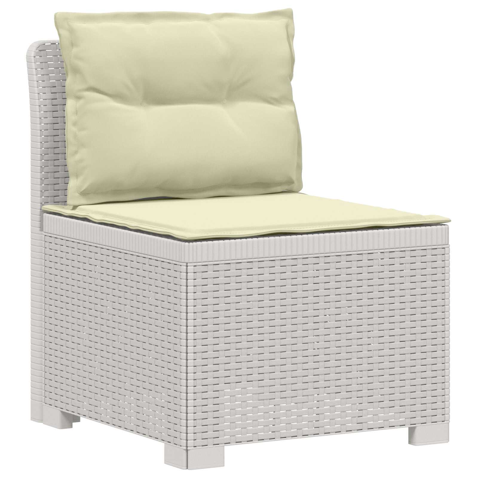 4-Zits Tuin Sofa met Kussens Rattan Look PP Wit