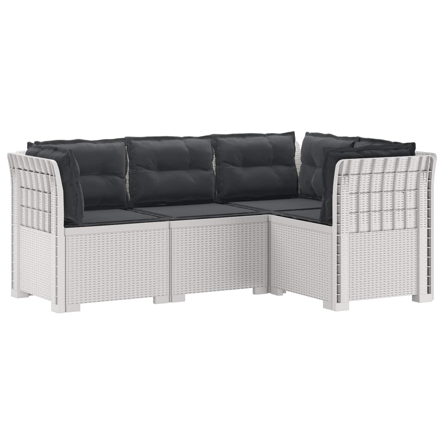 4-Zits Tuin Sofa met Kussens Rattan Look PP Wit