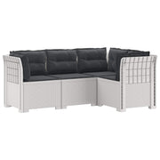 Modulaire tuinbank 4-zits rattan look PP wit