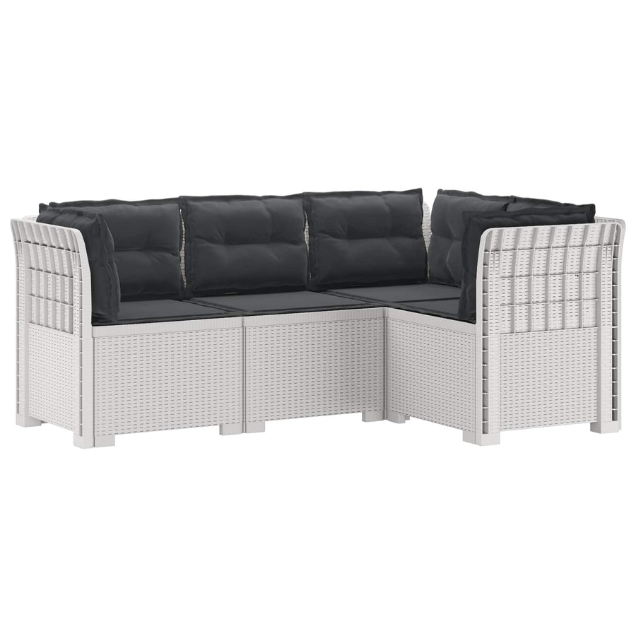 4-Zits Tuin Sofa met Kussens Rattan Look PP Wit