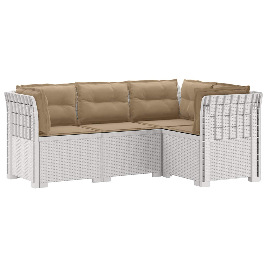 4-Zits Tuin Sofa met Kussens Rattan Look PP Wit