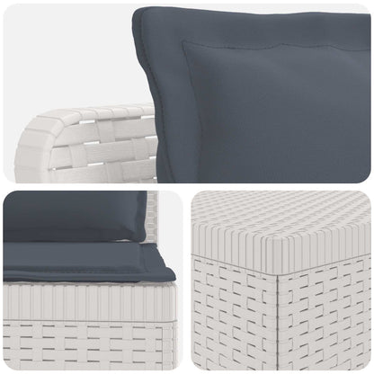 4-Zits Tuin Sofa met Kussens Rattan Look PP Wit