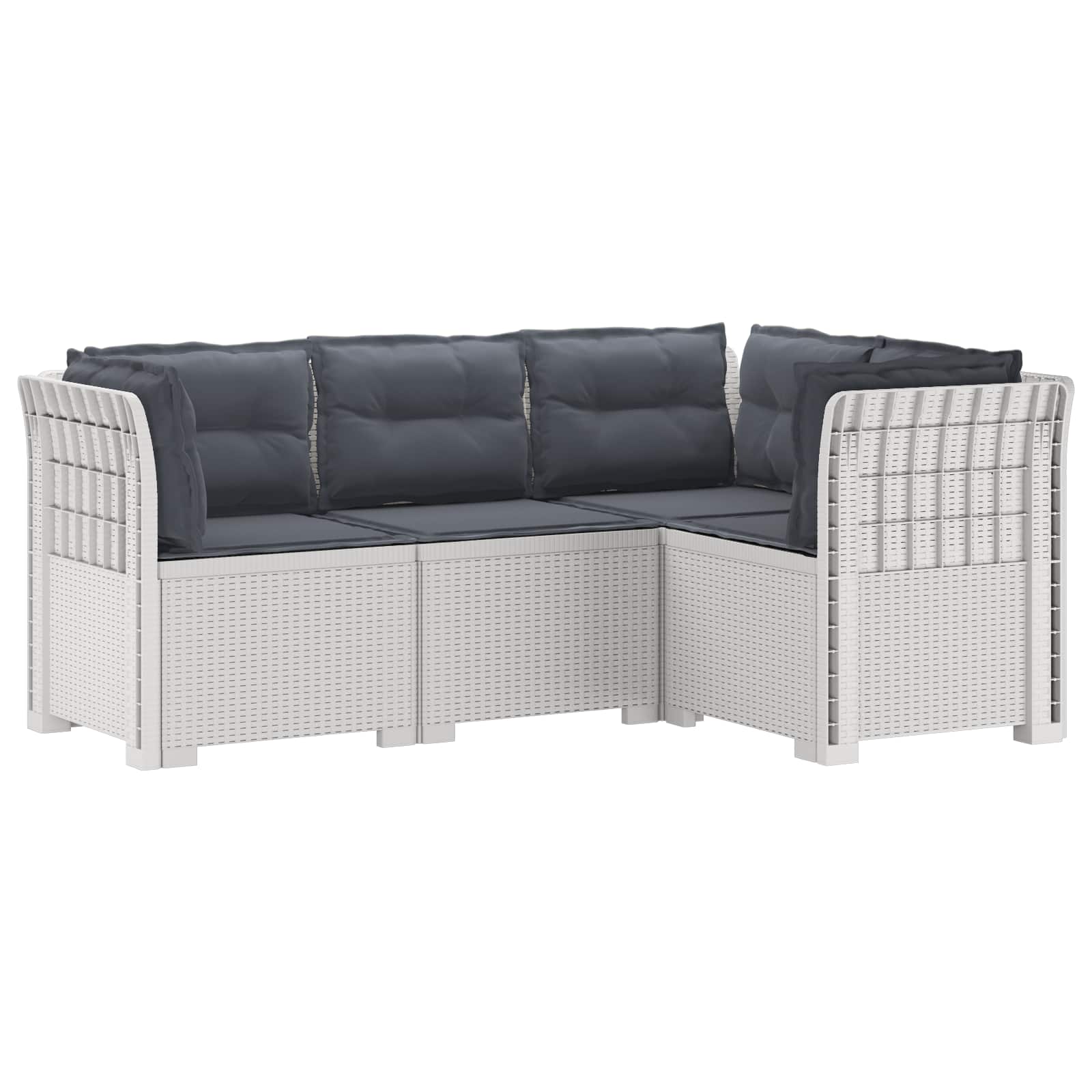4-Zits Tuin Sofa met Kussens Rattan Look PP Wit