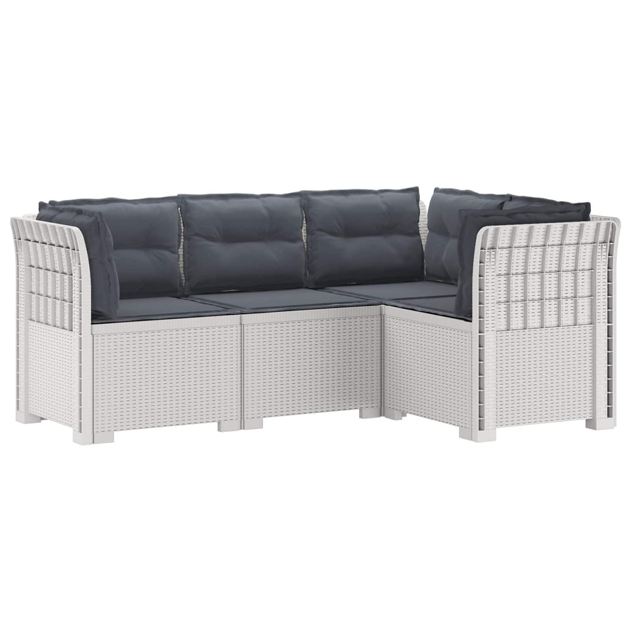 4-Zits Tuin Sofa met Kussens Rattan Look PP Wit