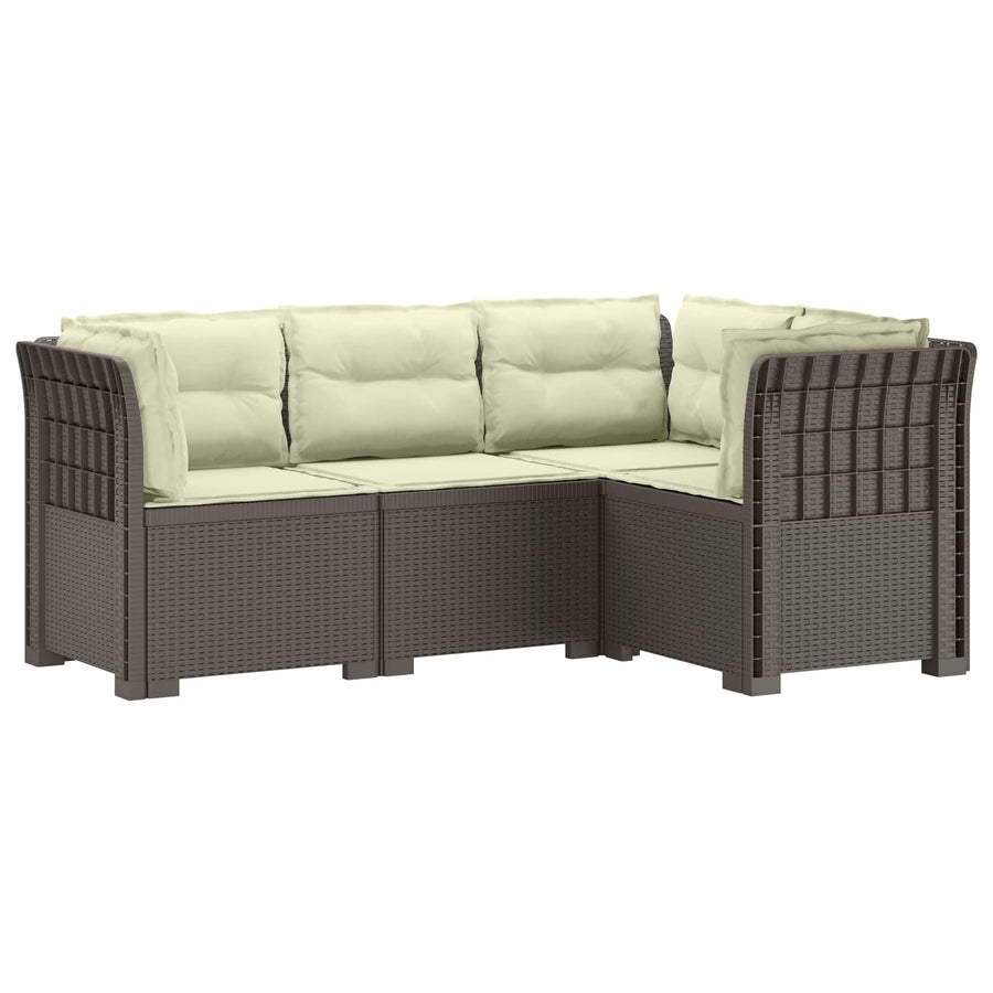 4-Zits Tuin Sofa met Kussens Rattan Look PP Lichtgrijs
