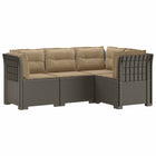 Modulaire tuinbank 4 personen lichtgrijs rattan look
