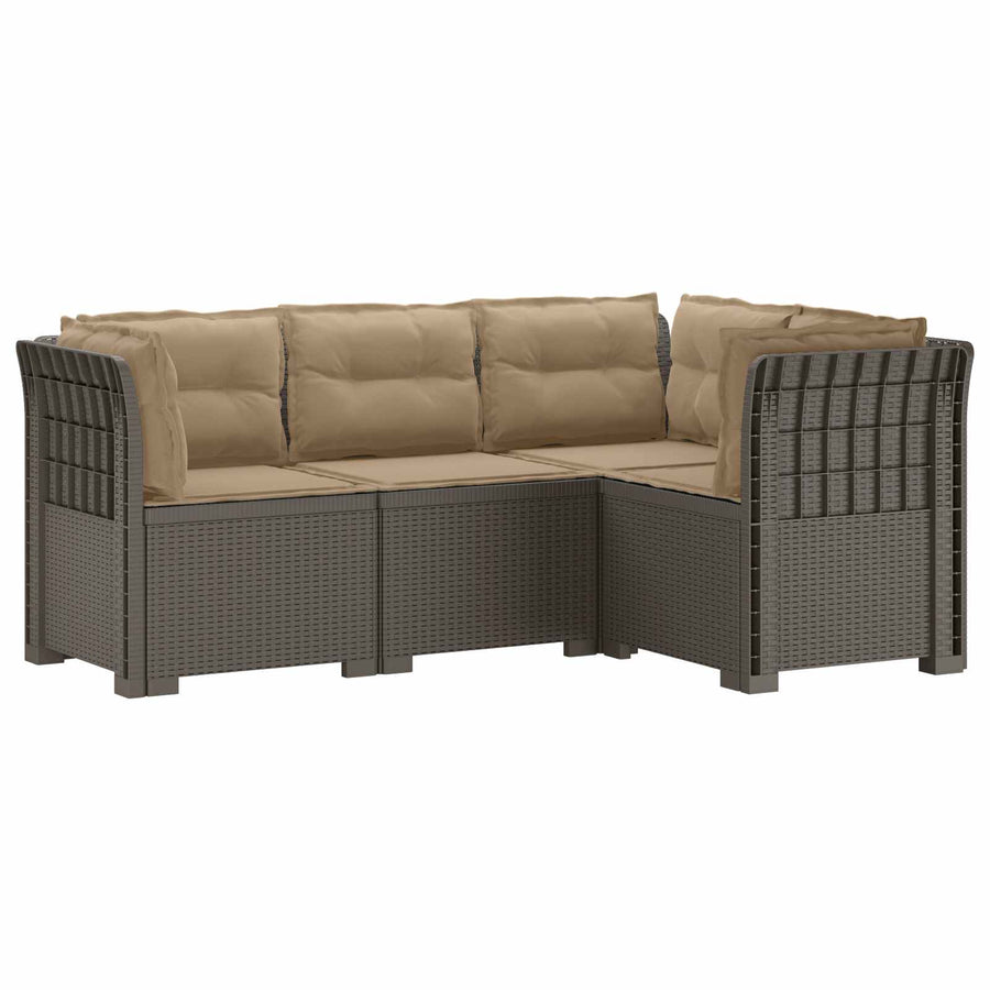 4-Zits Tuin Sofa met Kussens Rattan Look PP Lichtgrijs