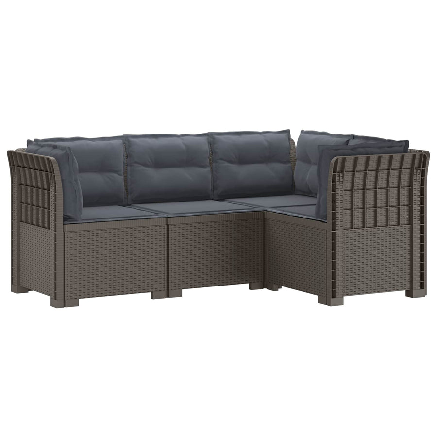 4-Zits Tuin Sofa met Kussens Rattan Look PP Lichtgrijs