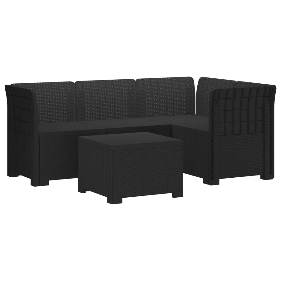 4-Persoons Tuinbank Rieten Look PP Antraciet
