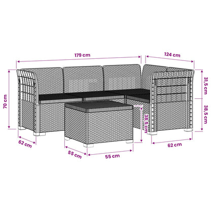 4-Persoons Tuinbank Rieten Look PP Antraciet
