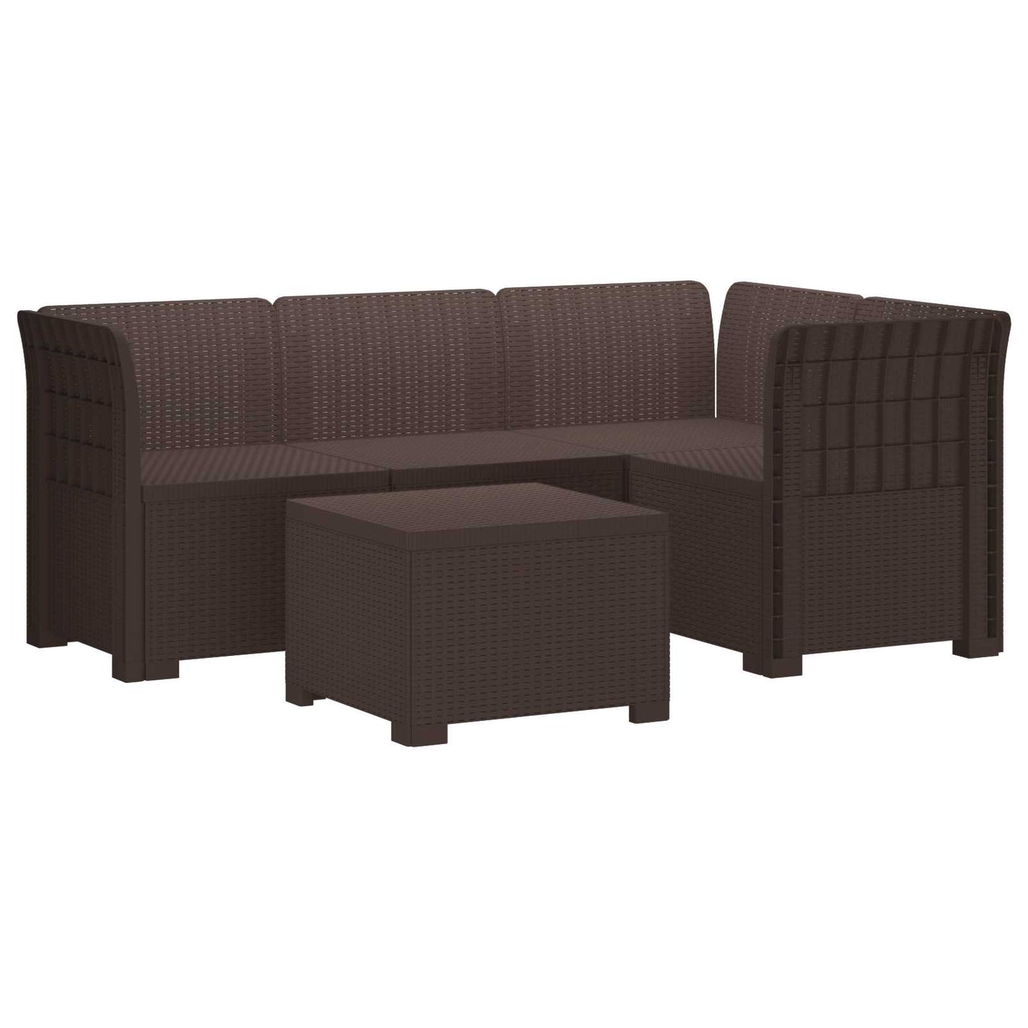 4-Persoons Tuinbank Rieten Look PP Bruin