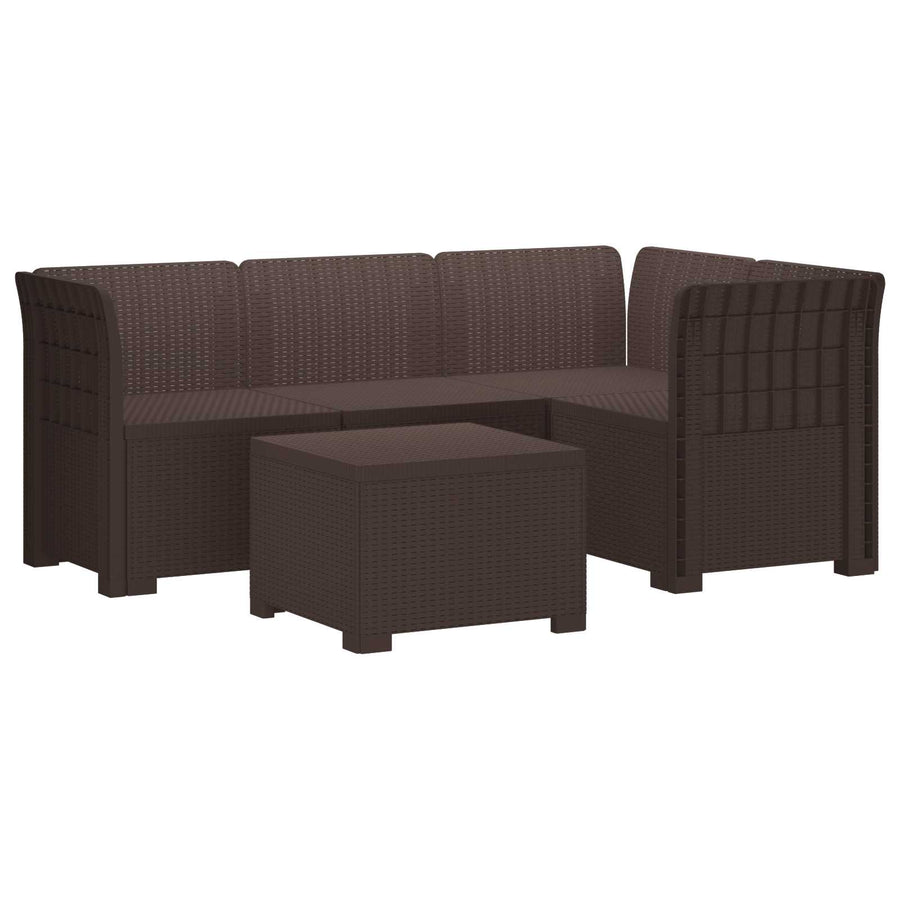 4-Persoons Tuinbank Rieten Look PP Bruin