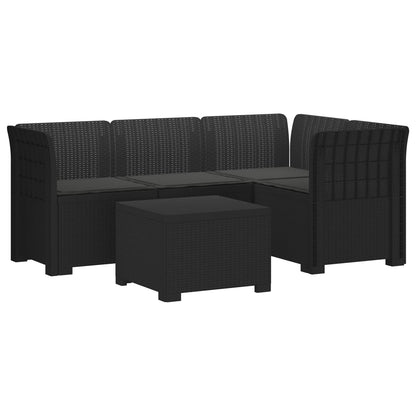4-Persoons Tuinbank met Kussens Rieten Look PP Antraciet