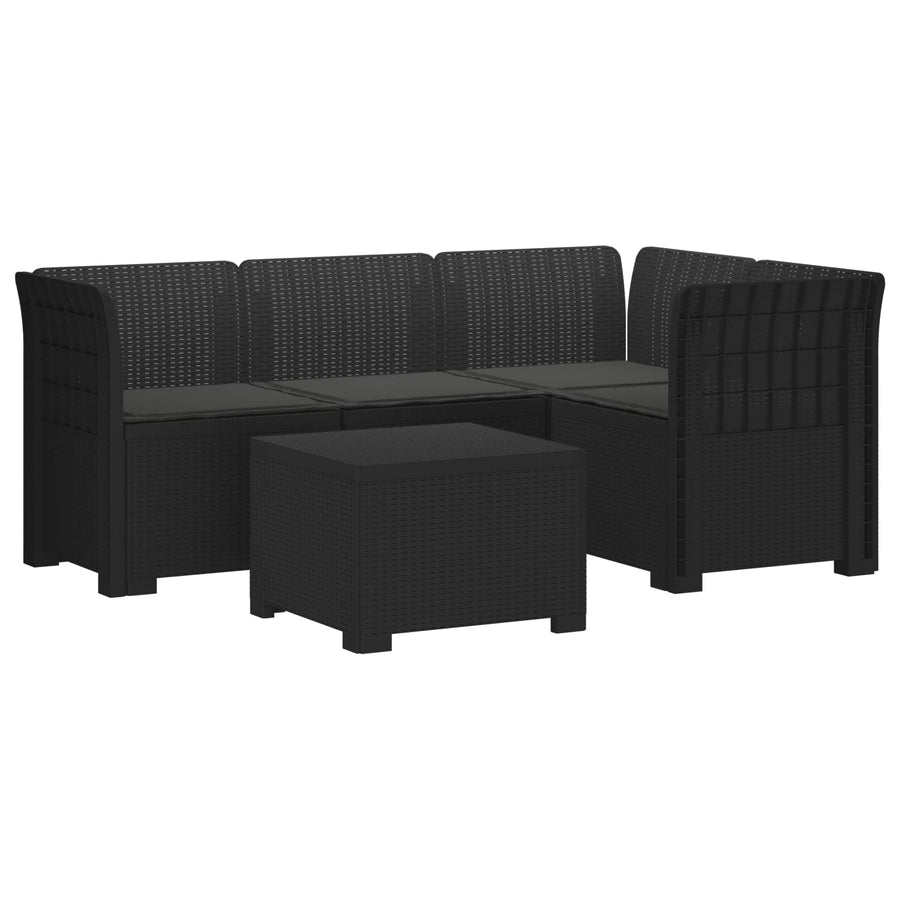 4-Persoons Tuinbank met Kussens Rieten Look PP Antraciet
