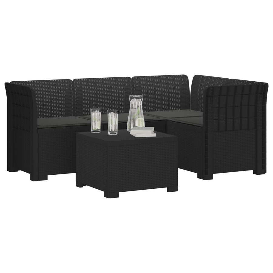 4-Persoons Tuinbank met Kussens Rieten Look PP Antraciet
