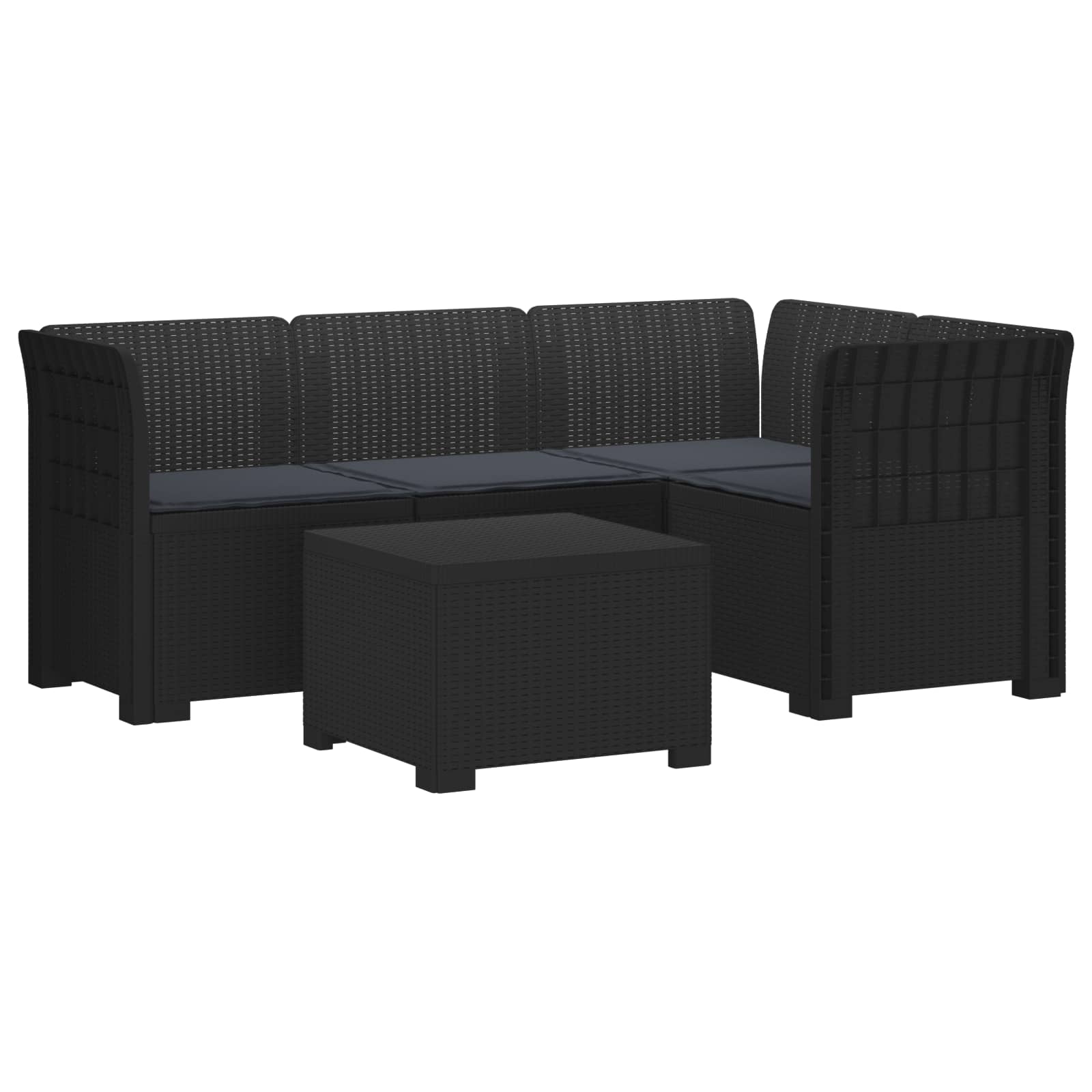 4-Persoons Tuinbank met Kussens Rieten Look PP Antraciet