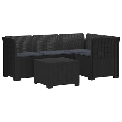 4-Persoons Tuinbank met Kussens Rieten Look PP Antraciet