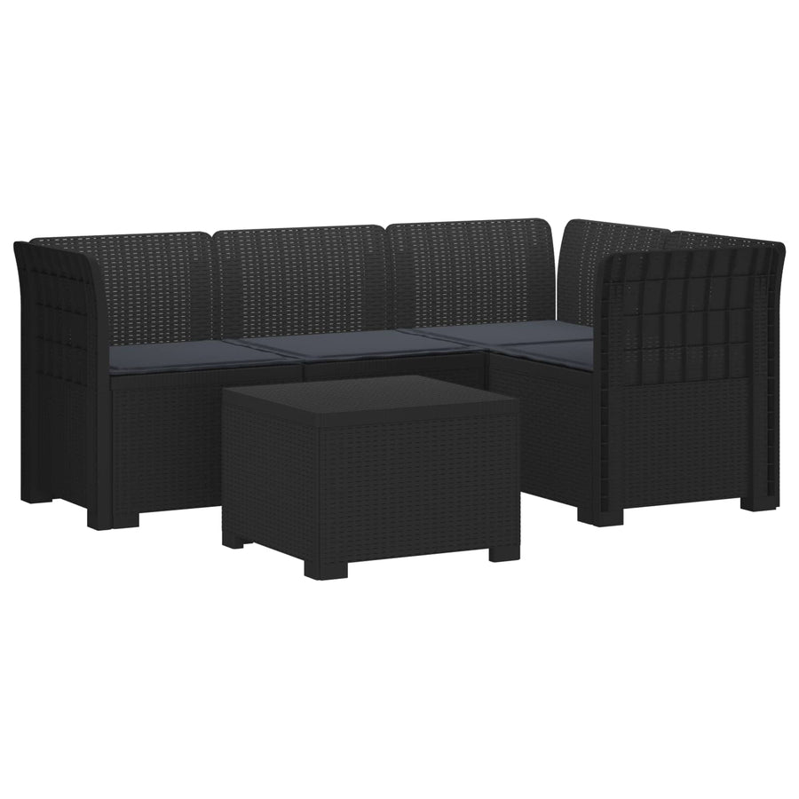 4-Persoons Tuinbank met Kussens Rieten Look PP Antraciet