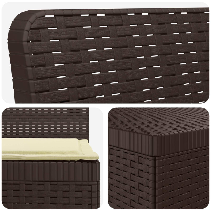 4-Persoons Tuinbank met Kussens Rieten Look PP Bruin