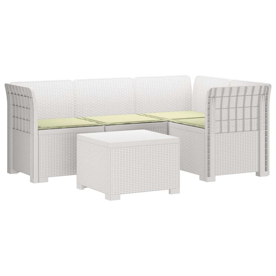 4-Persoons Tuinbank met Kussens Rieten Look PP Wit