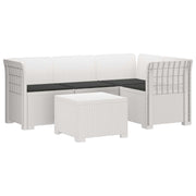 Tuinbank modulair 4 persoons rieten look PP wit