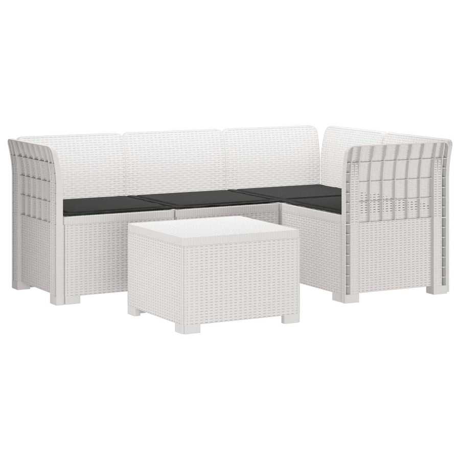 4-Persoons Tuinbank met Kussens Rieten Look PP Wit