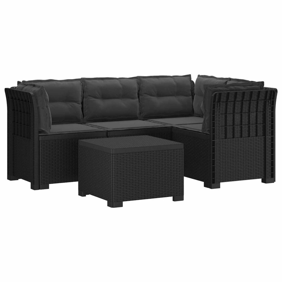 4-Persoons Tuinbank met Kussens Rieten Look PP Antraciet