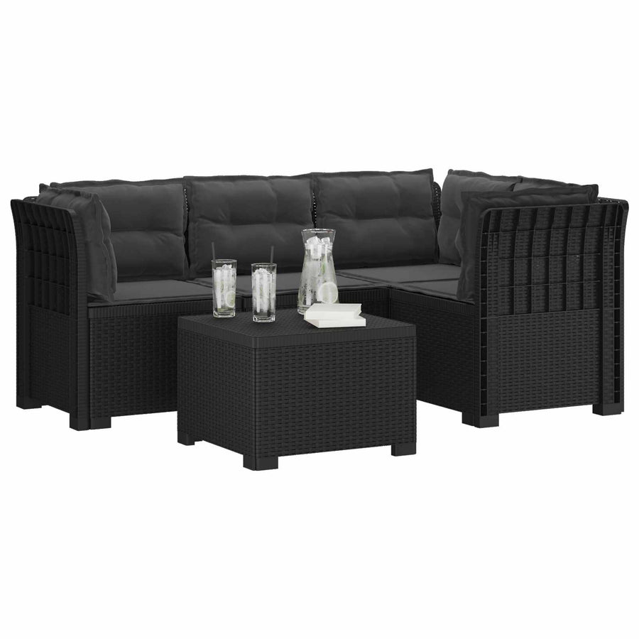 4-Persoons Tuinbank met Kussens Rieten Look PP Antraciet