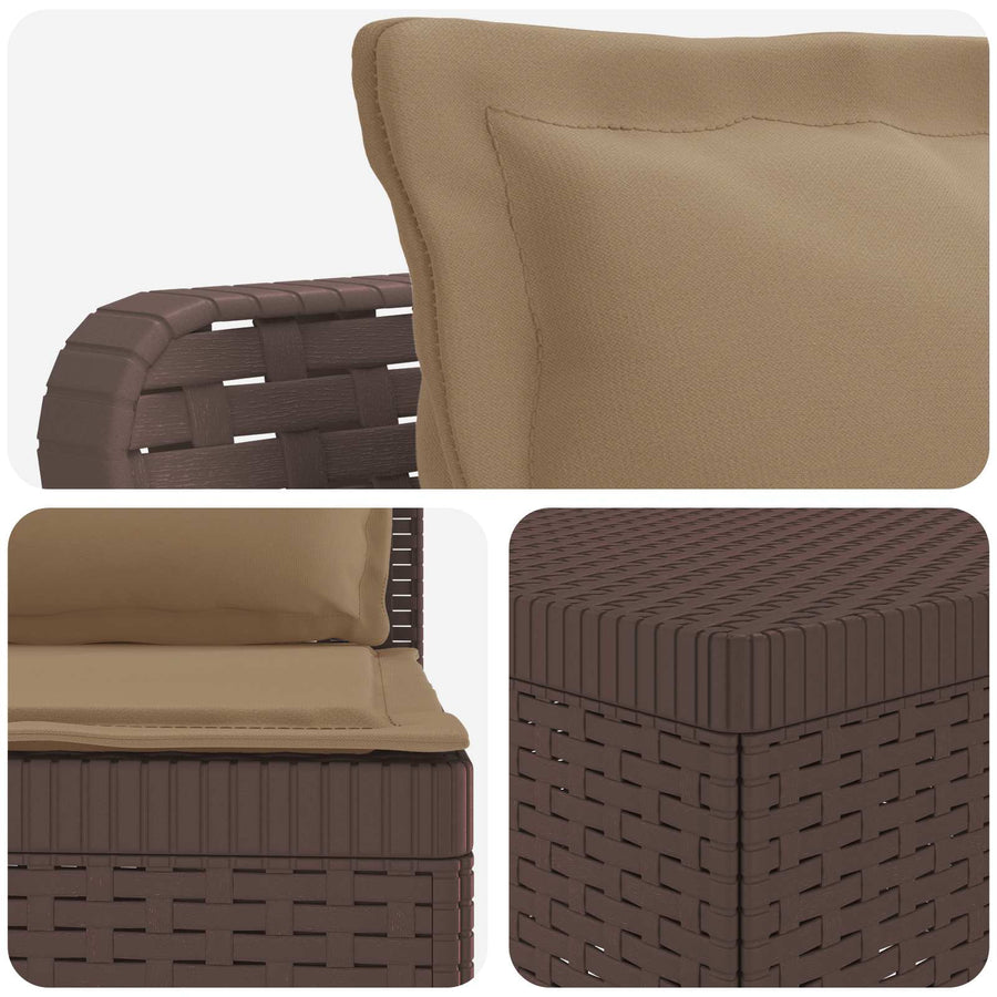 4-Persoons Tuinbank met Kussens Rieten Look PP Bruin