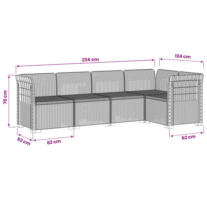 5-Zits Tuin Sofa Rattan Look PP Bruin
