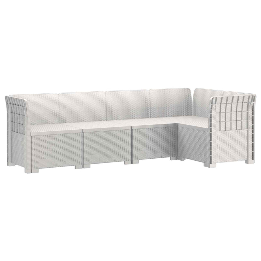 5-Zits Tuin Sofa Rattan Look PP Wit