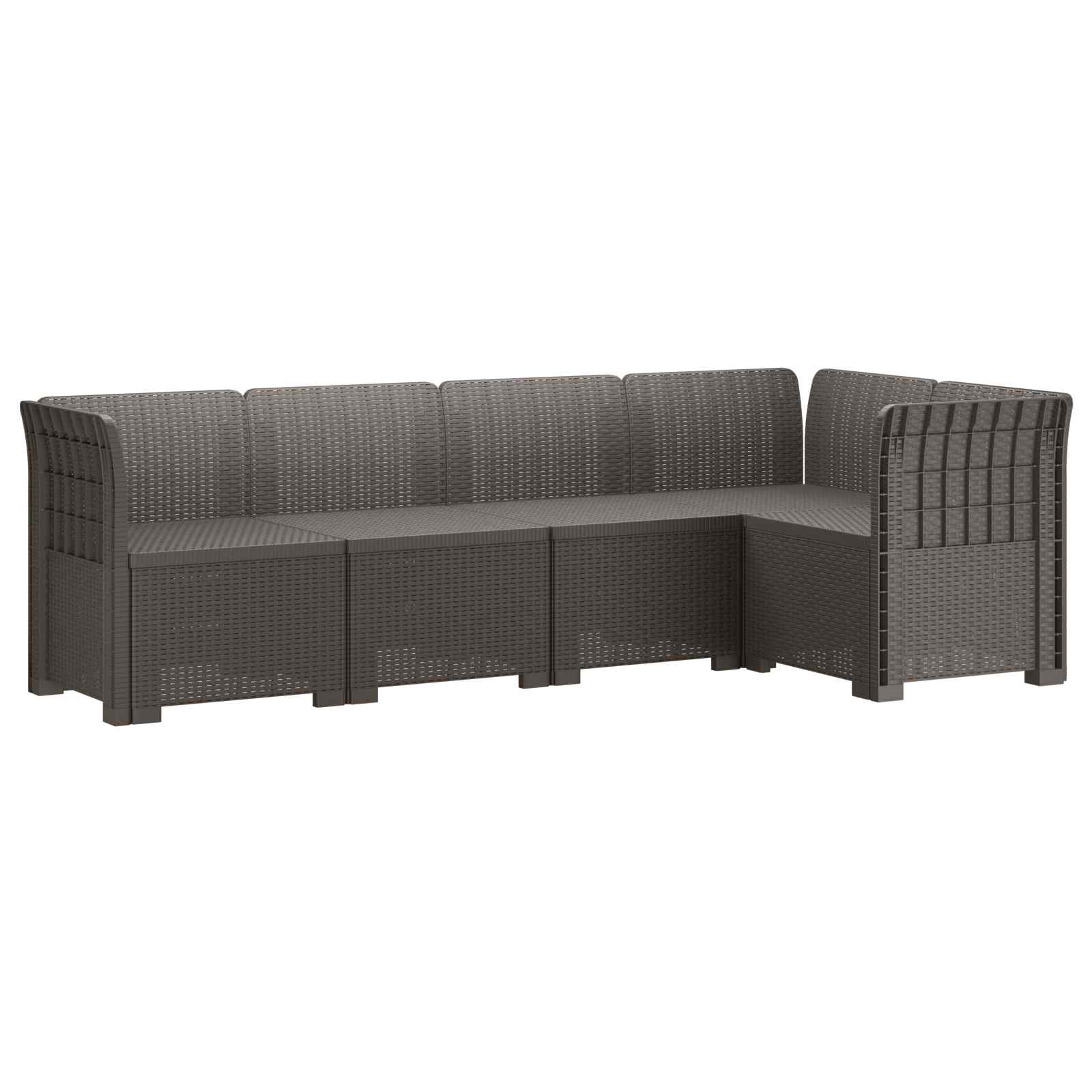 5-Zits Tuin Sofa Rattan Look PP Lichtgrijs